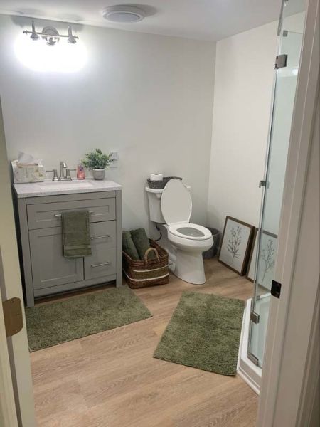 Remodeled bathroom from a lake house project.